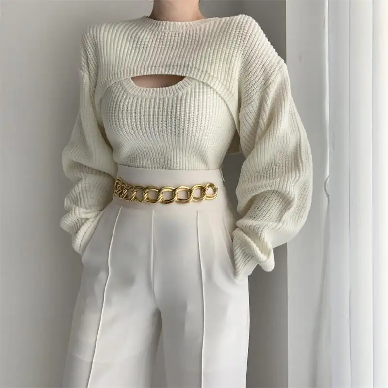

Lazy retro chic loose solid sweater