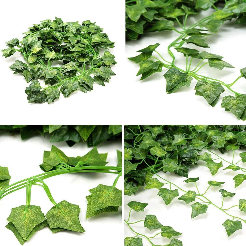 2M Artificial Ivy Vine Plant Leaf Garland Home Decor Green Silk Hanging Fake Foliage Home Decoration Flowers Creeper for Garden images - 6