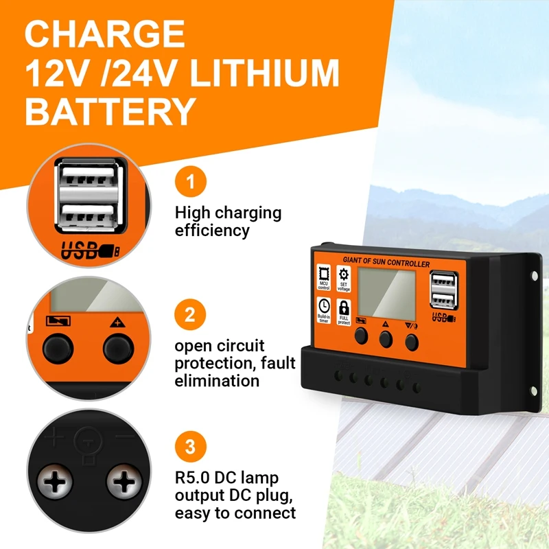 12 В 24 автоматический контроллер заряда солнечной батареи MPPT регулятор панели