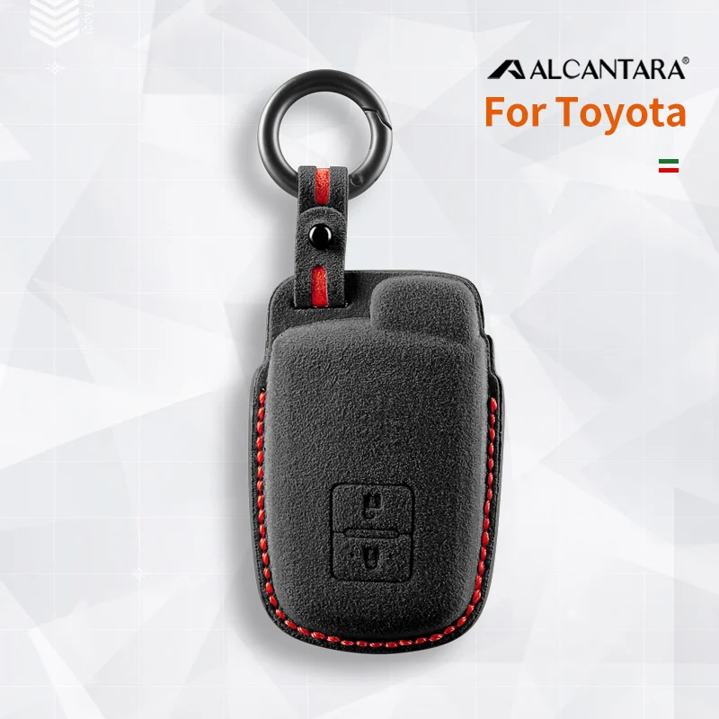 

Alcantara High-quality Car Remote Key Case Cover Shell For Toyota Auris Camry RAV4 Avalon Yaris Verso 2 Buttons Keychain