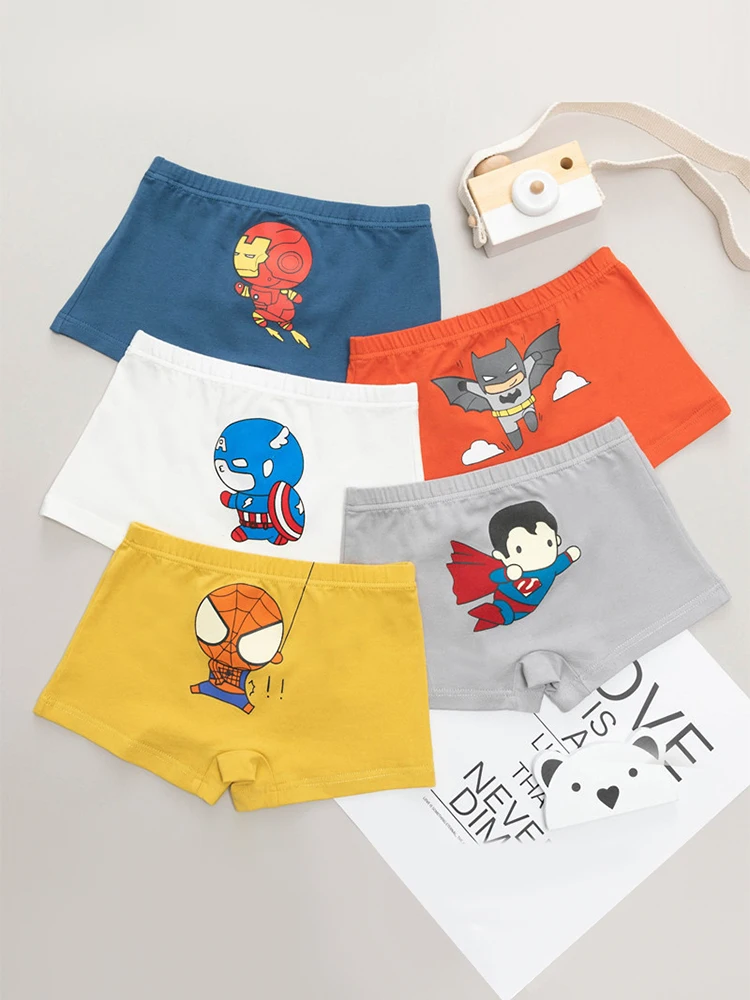 LJMOFA 5pcs 3-14T Cute Kids Boys Underwear Cartoon Pattern Safety for Skin Breathable Comfortable Children Boxer Panties B114