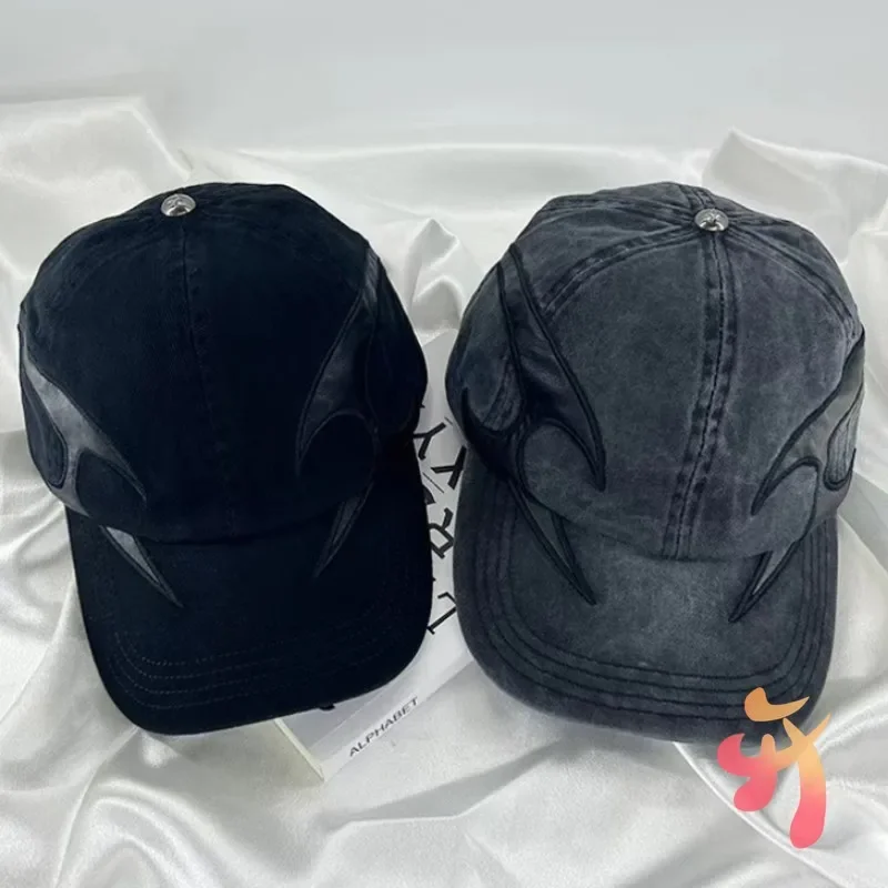 Модная винтажная парная джинсовая кепка с вышивкой пламя