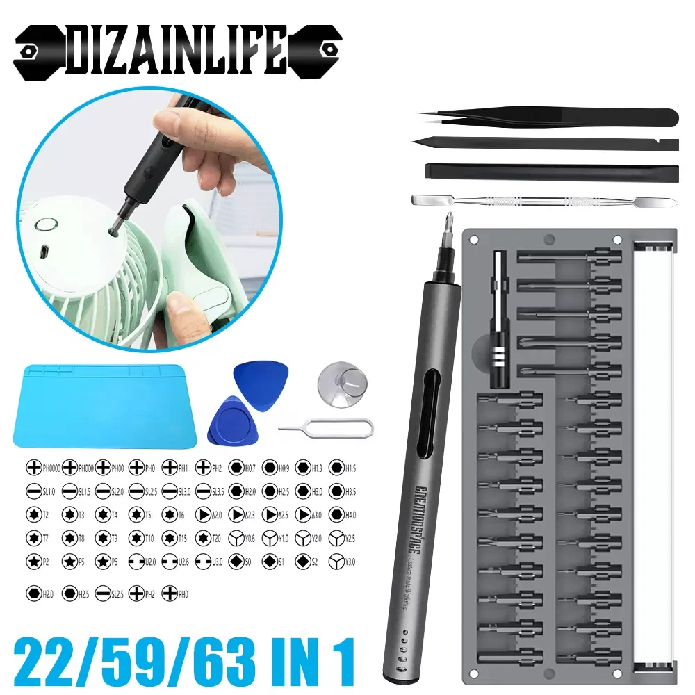 

Mini Electric Screwdriver USB Rechargeable Precision Power Screw Driver Kit Laptop Mobile Phone Repair Cordless Tools Repair Set