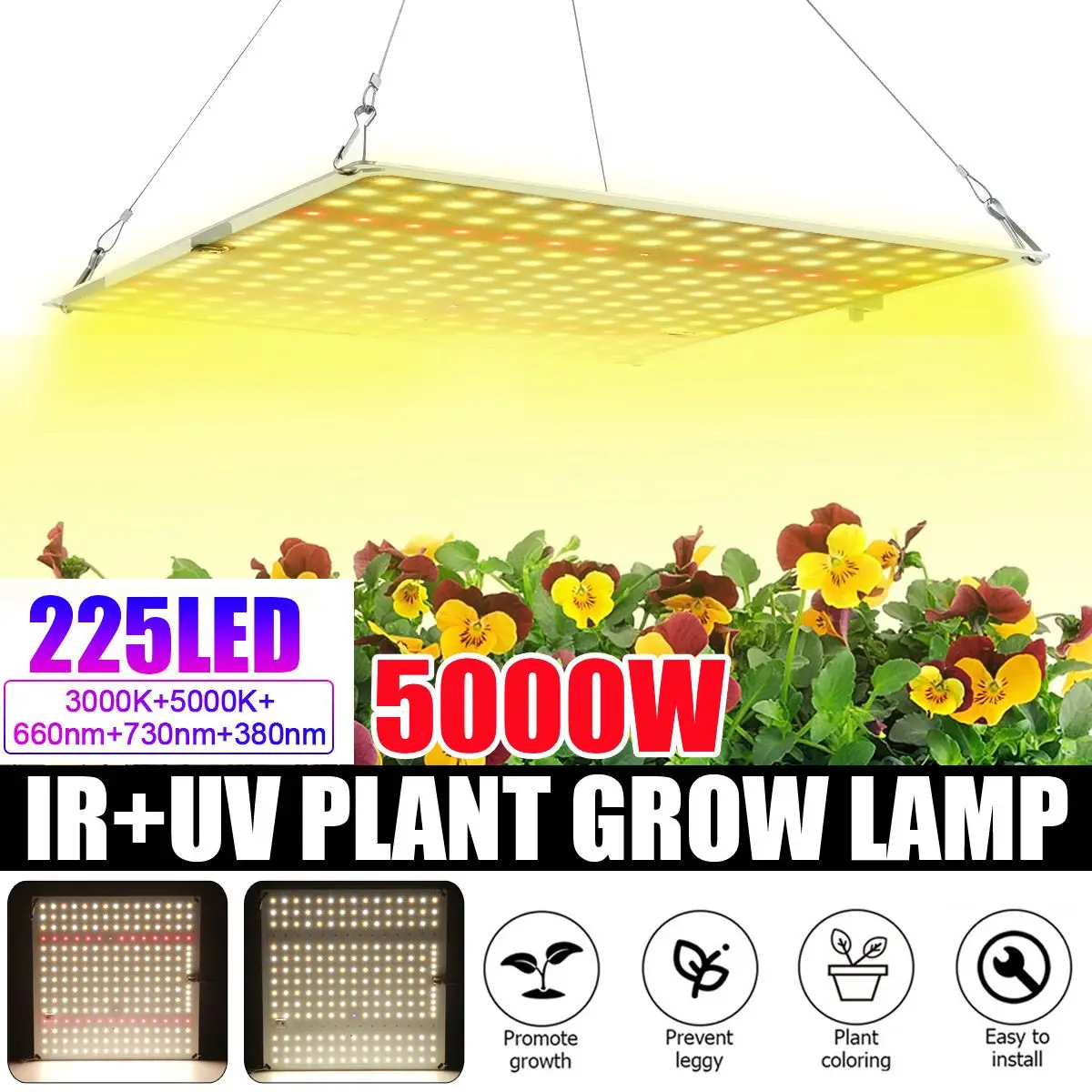 

5000W LED Grow Light 225 LEDs Phytolamp Full Spectrum 2 Mode Switch Veg Bloom Indoor Plant Growth Lamp