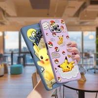pikachu pokemon cartoon for xiaomi poco x3 nfc f3 gt x2 m3 m2 redmi 9a note 10s 10 9 pro liquid silicone tpu rope phone case