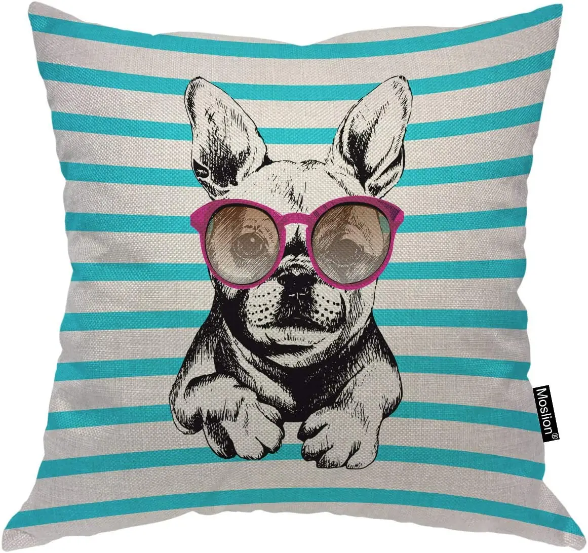 

Dog Wear Purple Sunglasses Pattern Square Cushion Cover Standard Pillow Cases for Women Girls Kid Sofa Bedroom Livingroom