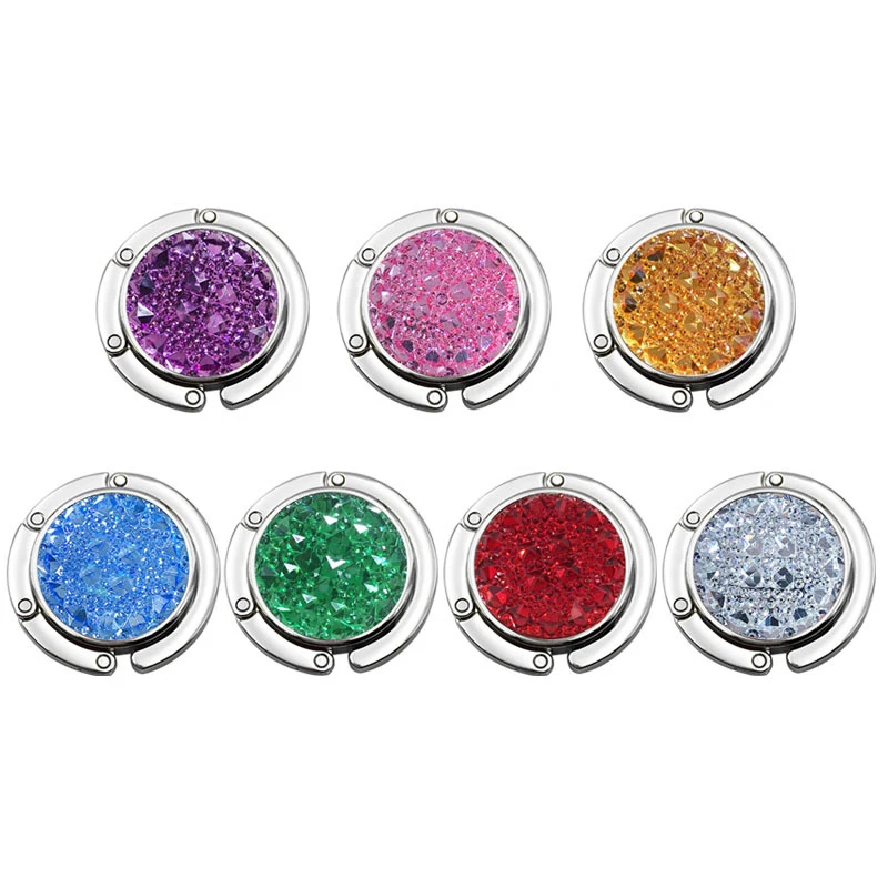

Portable Fashion Folding Crystal Alloy Purse Handbag Bag Hanger Hook Holder Table Hook Unique Bag Parts Accessories Gifts