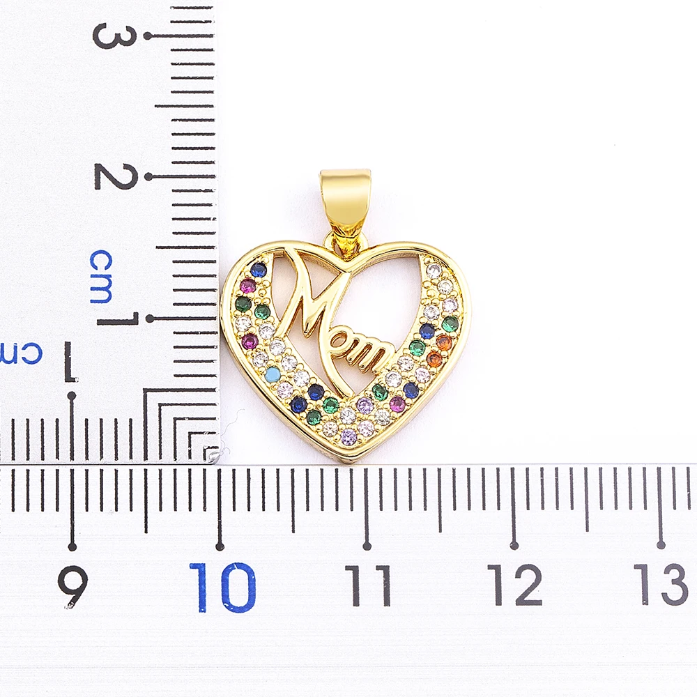 Классическое сердце с вставкой буквы "Мама" из радужных кристаллов циркона с покрытием золотом ожерелье для женщин элегантные украшения изысканный подарок.