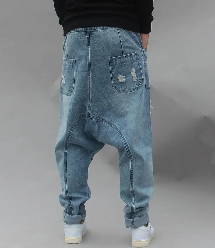 Men's Big Crotch Pants Mens Jeans Casual Joggers Harem Denim Street Dance Pants Camouflage Trousers Male Harem Jeans