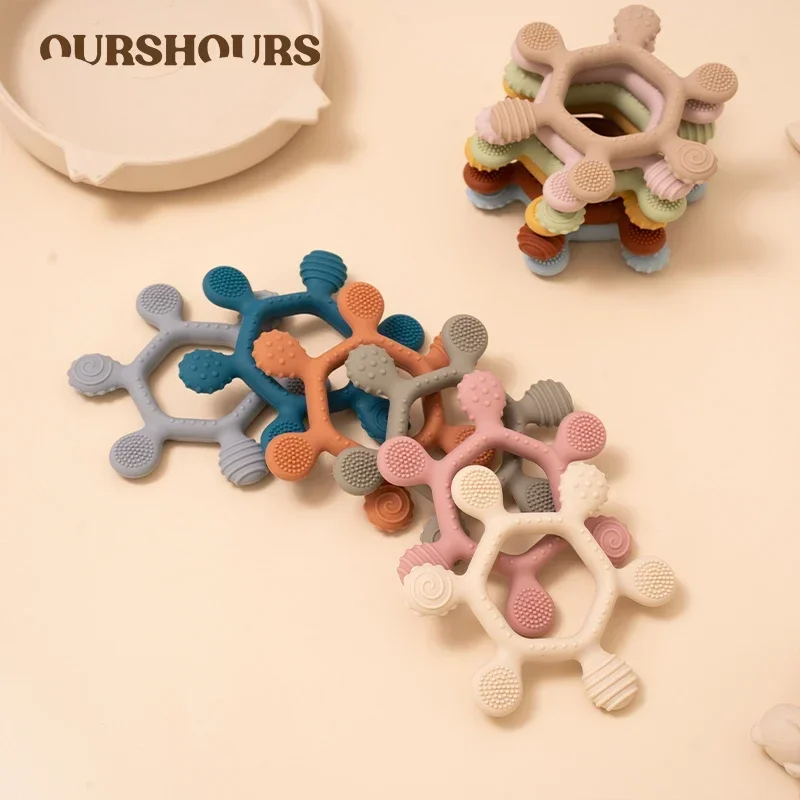 Пищевой детский силиконовый прорезыватель кольцо без BPA руль для малышей