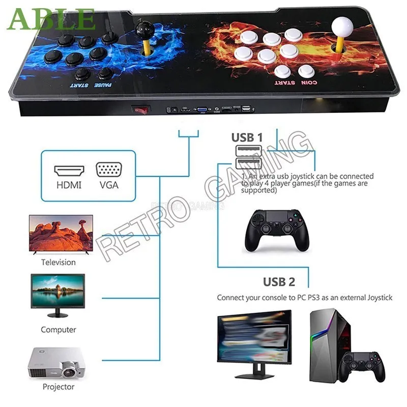 Pandora Сага Box CX 2800 в 1 консоль аркадная машина боевая игра кнопка джойстик HDMI/ VGA