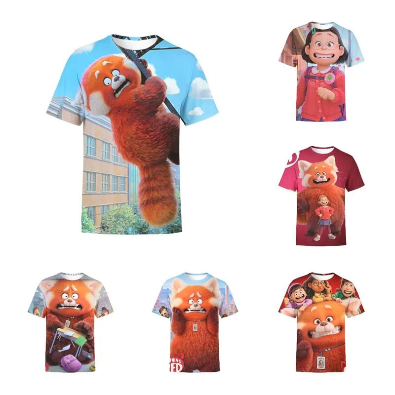 

Turning Red T-shirt Kawaii Bear T-shirts Panda Princess Children's Clothing Cartoon 3D Print Boys Girls Shirt Summer Tops