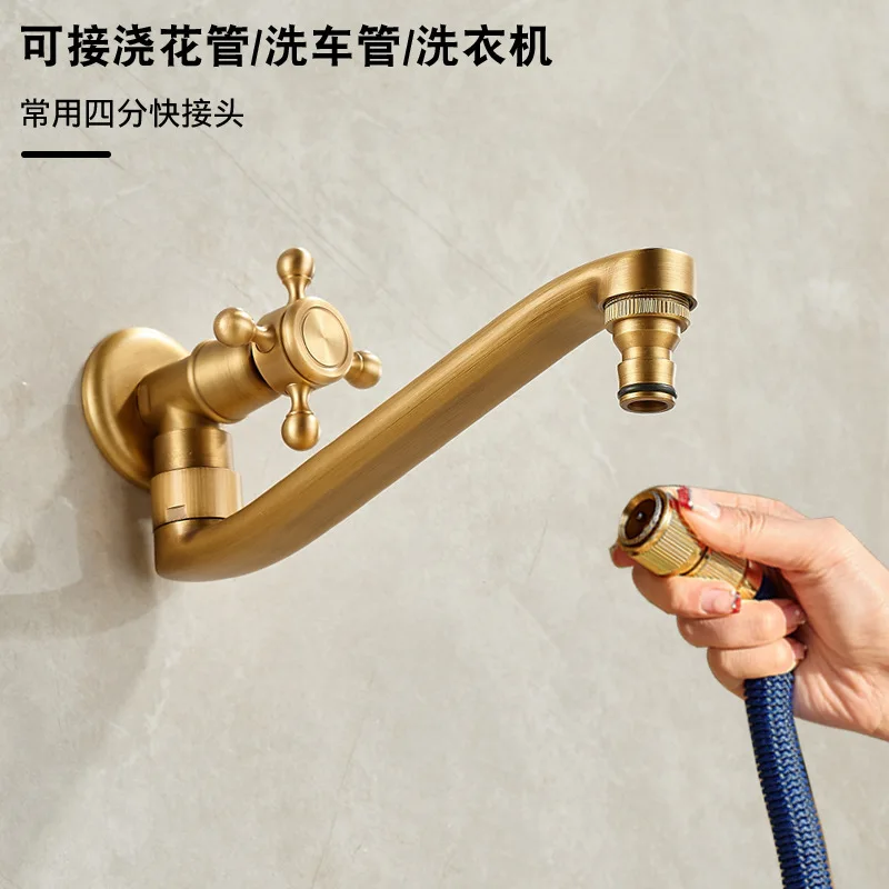 Антикварный удлиненный излив медная швабра с одним холодным краном настенный