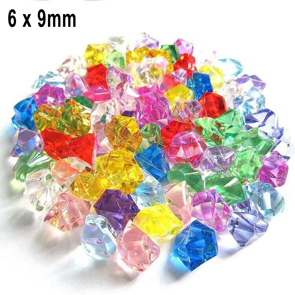 

200Pcs Acrylic Stones Crystal Ice Cubes Decor Vase Filler Pebble Fish Tank Accessories DIYJewelry Wedding Party Decor 6*9mm