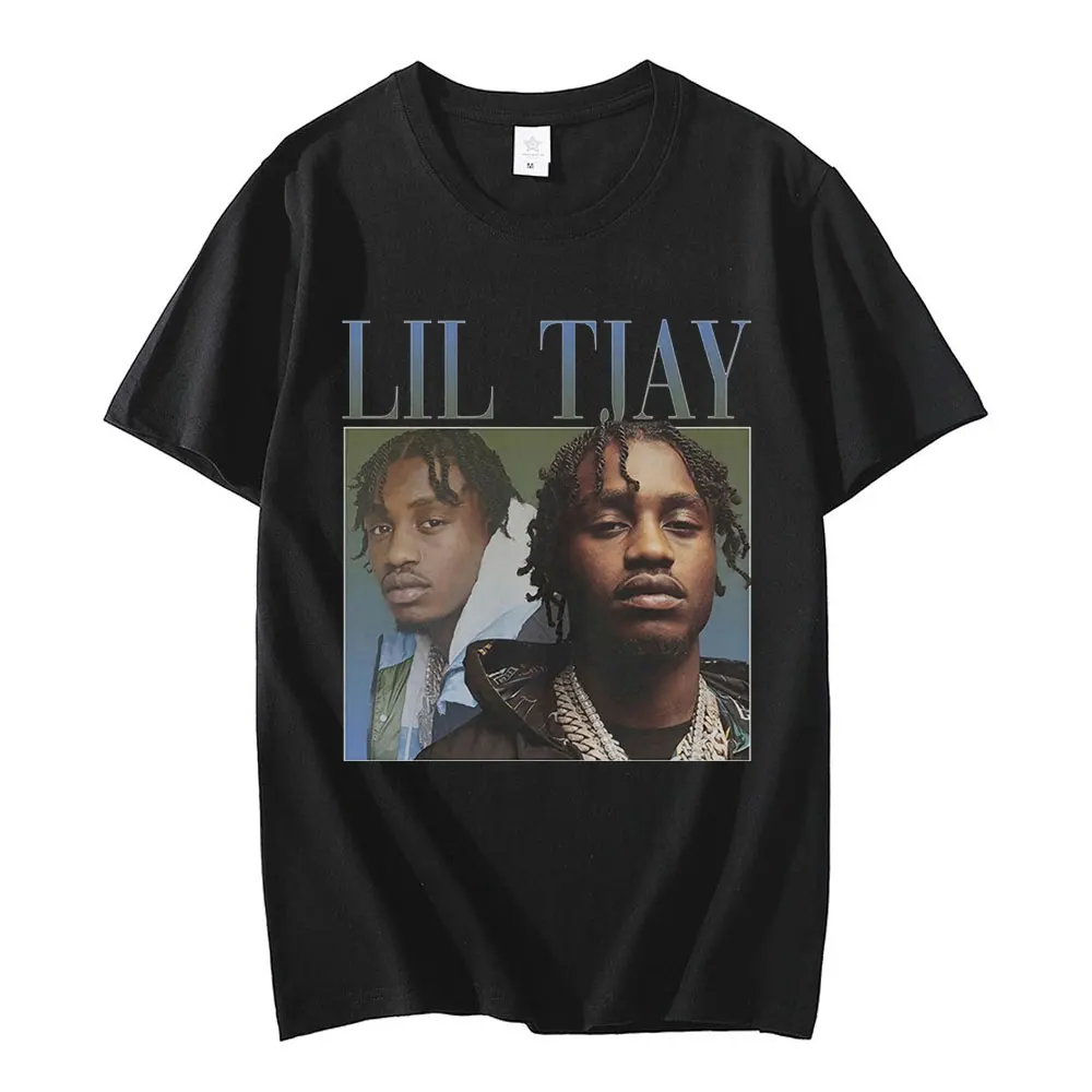 

Футболка Мужская/женская оверсайз с графическим принтом, хлопковая тенниска в стиле хип-хоп, винтажная повседневная майка в стиле панк, Rapper Lil Tjay, уличная одежда для пар
