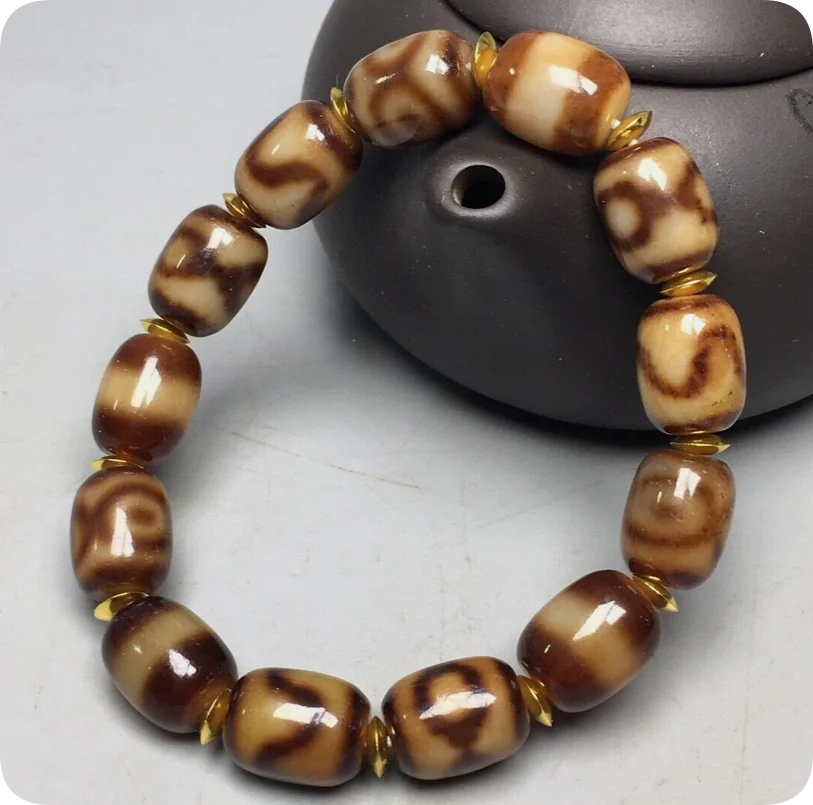 Power Energy Тибетский старый маслянистый агат Дзи *Несколько узоров* Браслет из