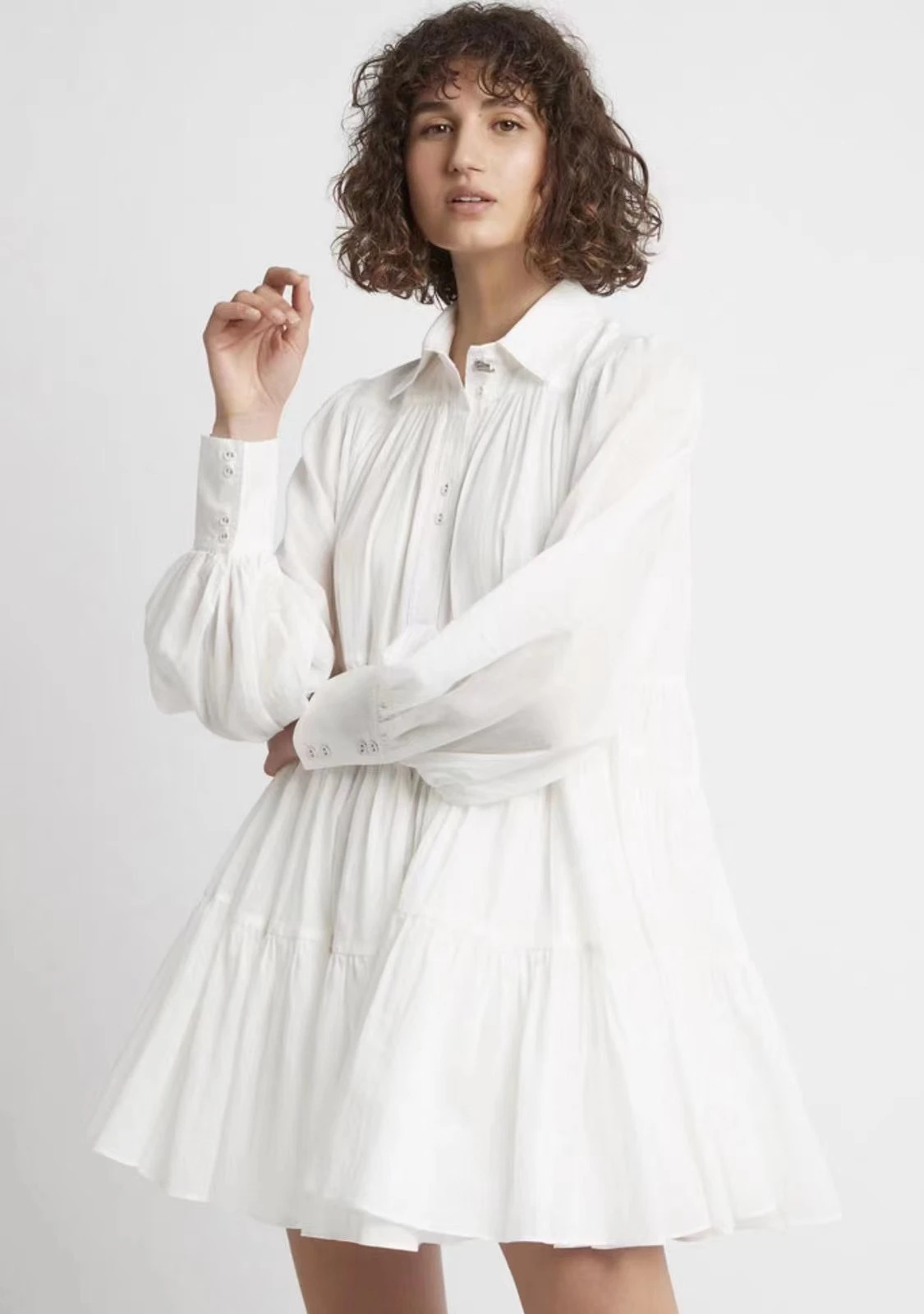 

Women Temperament Long Sleeve Cotton Dress Loose High Waist Fairy Doll Dress