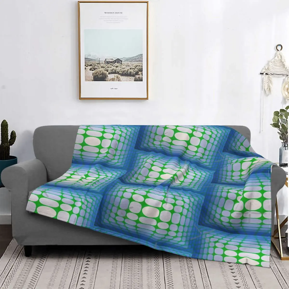 

Victor Vasarely-colcha a cuadros para cama, toalla de lino para playa, manta de Picnic, fundas de invierno, 8 unidades