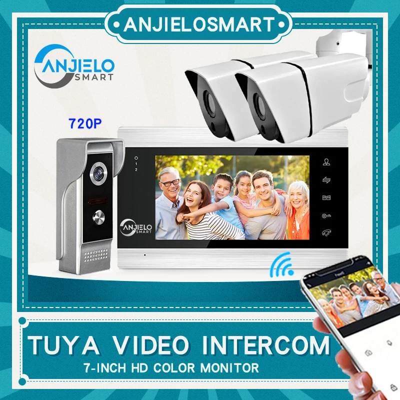 Видеодомофон Tuya с Wi-Fi и камерой проводной видеодомофон 7-дюймовым экраном уличный