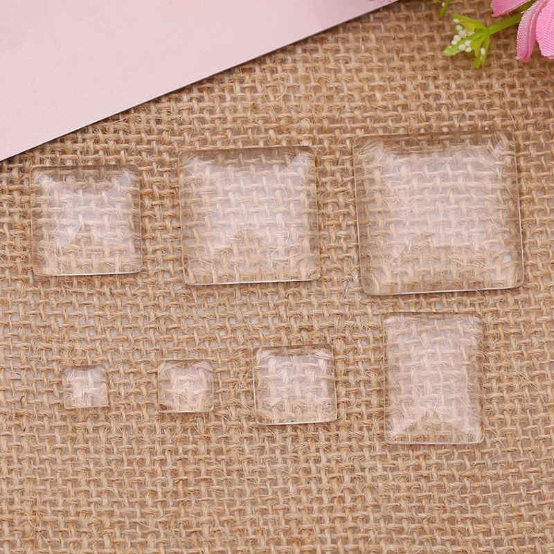 

20pcs 20mm 25mm Transparent Clear Flat Glass Cabochon&Square Glass Dome Cover Pendant Cameo Settings