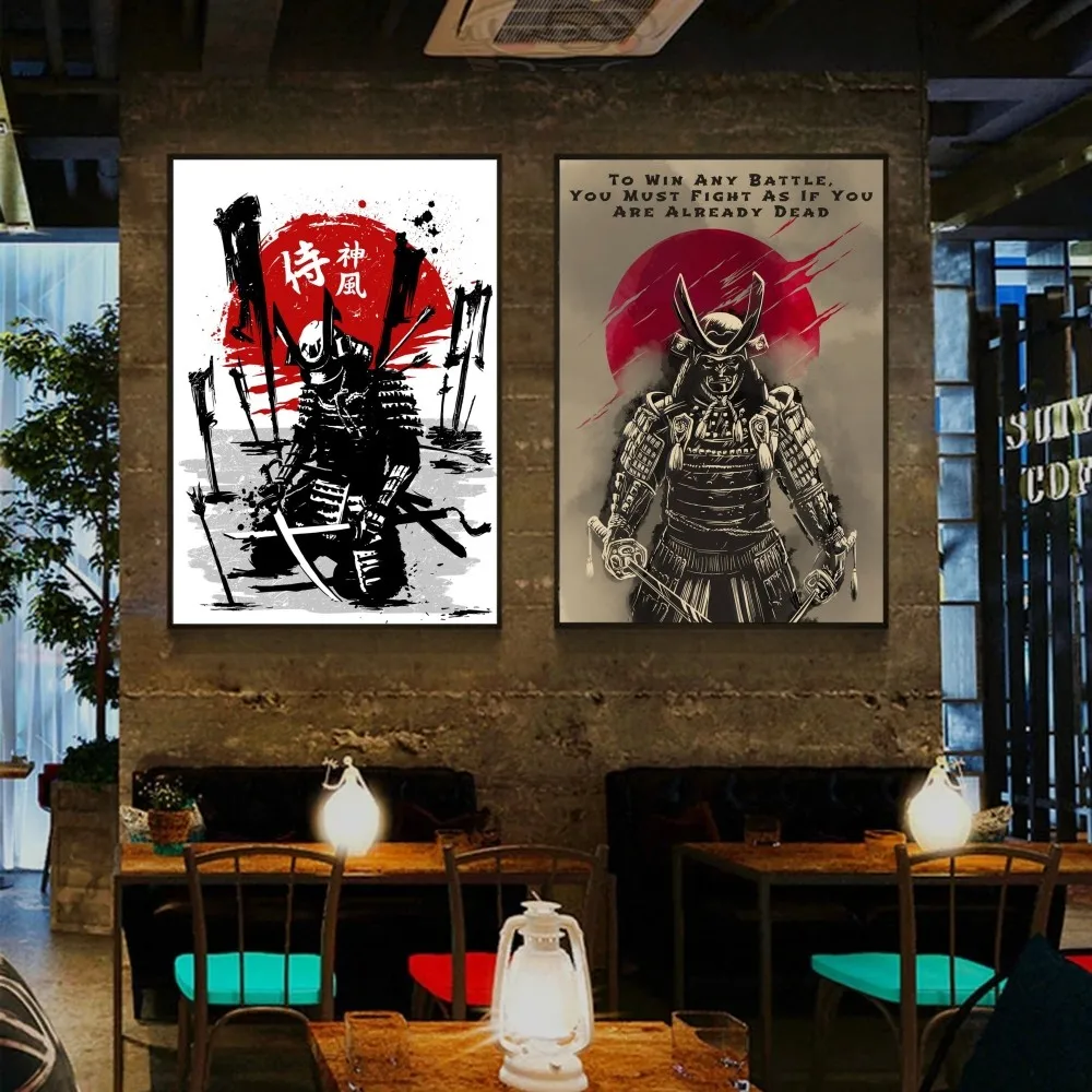 Винтажный самурайский японский постер с 7 преимуществами меча воина наклейки