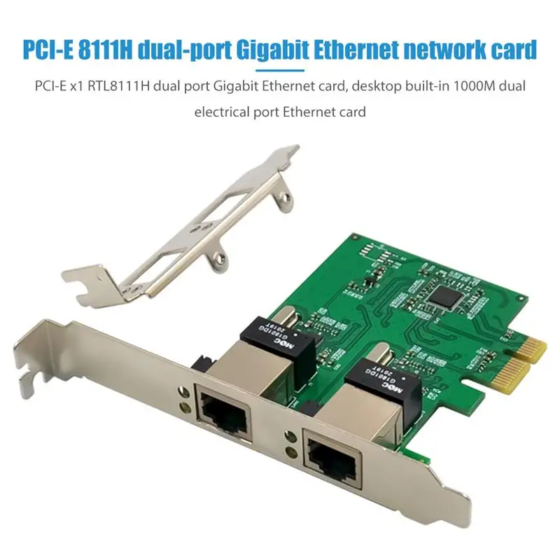 

PCI-E x1 RTL8111H Двухпортовая гигабитная Ethernet Сетевая карта 1000M PCI-E двойной RJ45 сетевой адаптер для настольного ПК