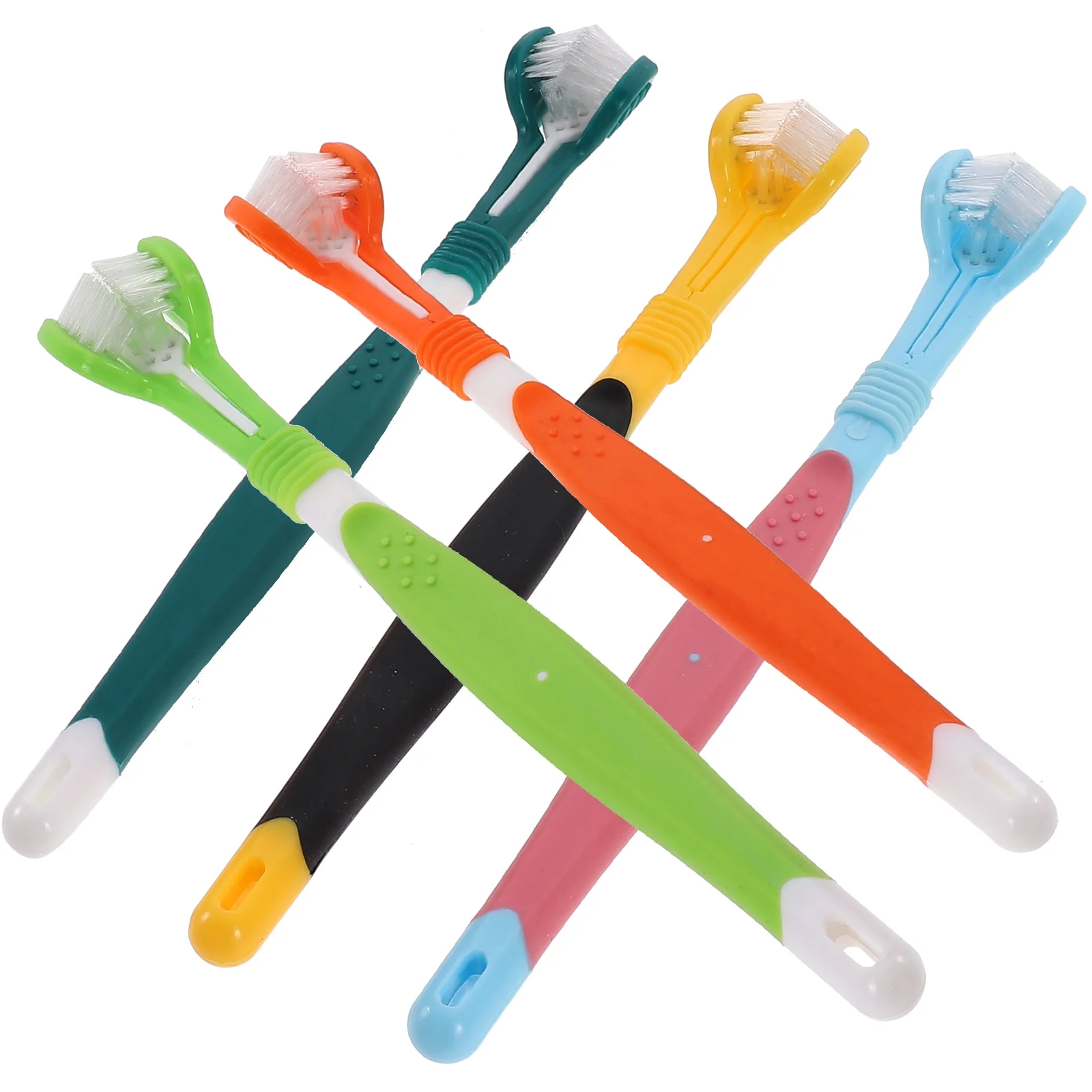 

5pcs 3- Sided Set Cat Dog Finger Brushes Care Brushes Three Sided Toothbrushes Cleaning Tools