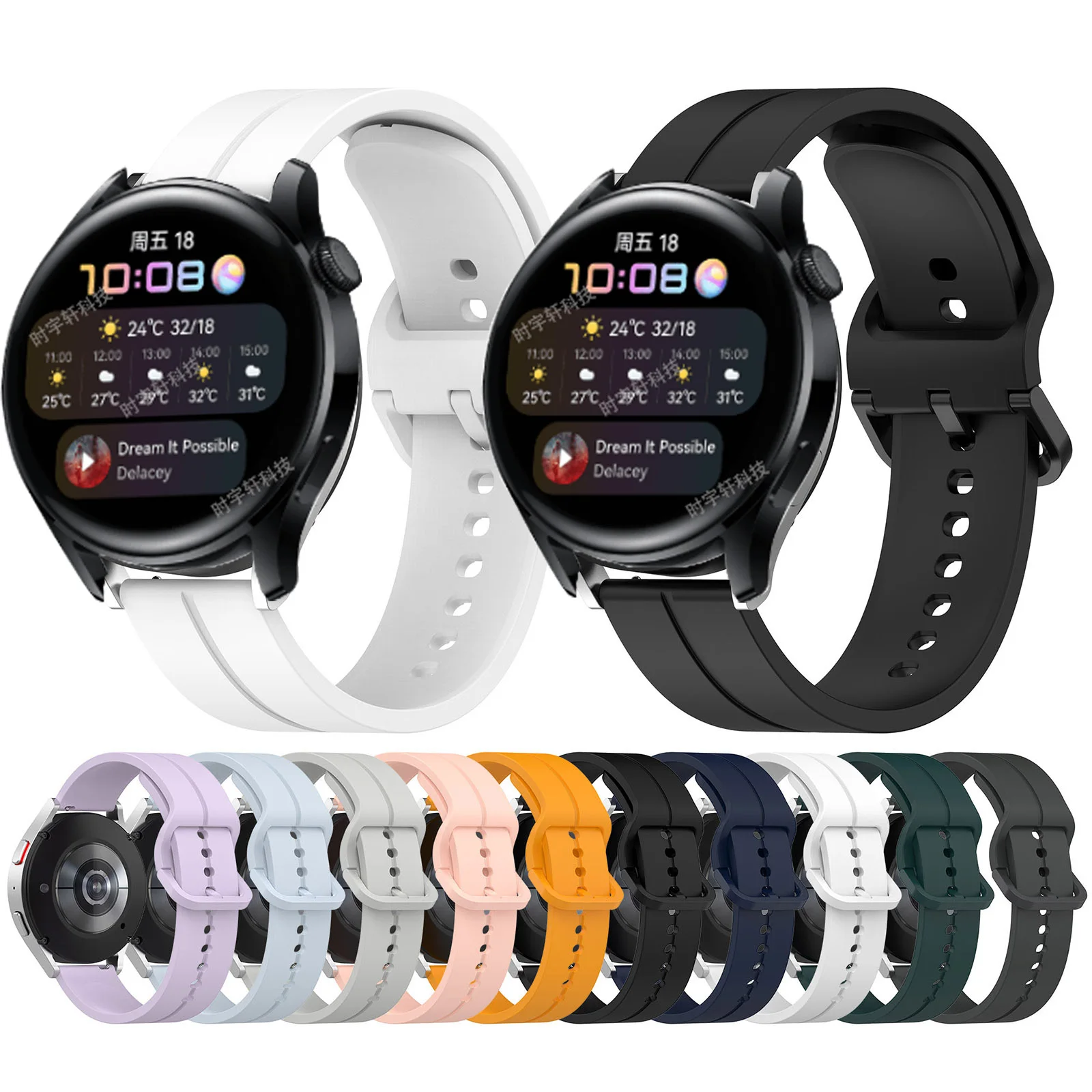 

Ремешок для часов Garmin Vivoactive 4 3/ Forerunner 265 255 245 645/CAME SQ 2 Plus, силиконовый браслет для Huawei GT, 20 мм 22 мм