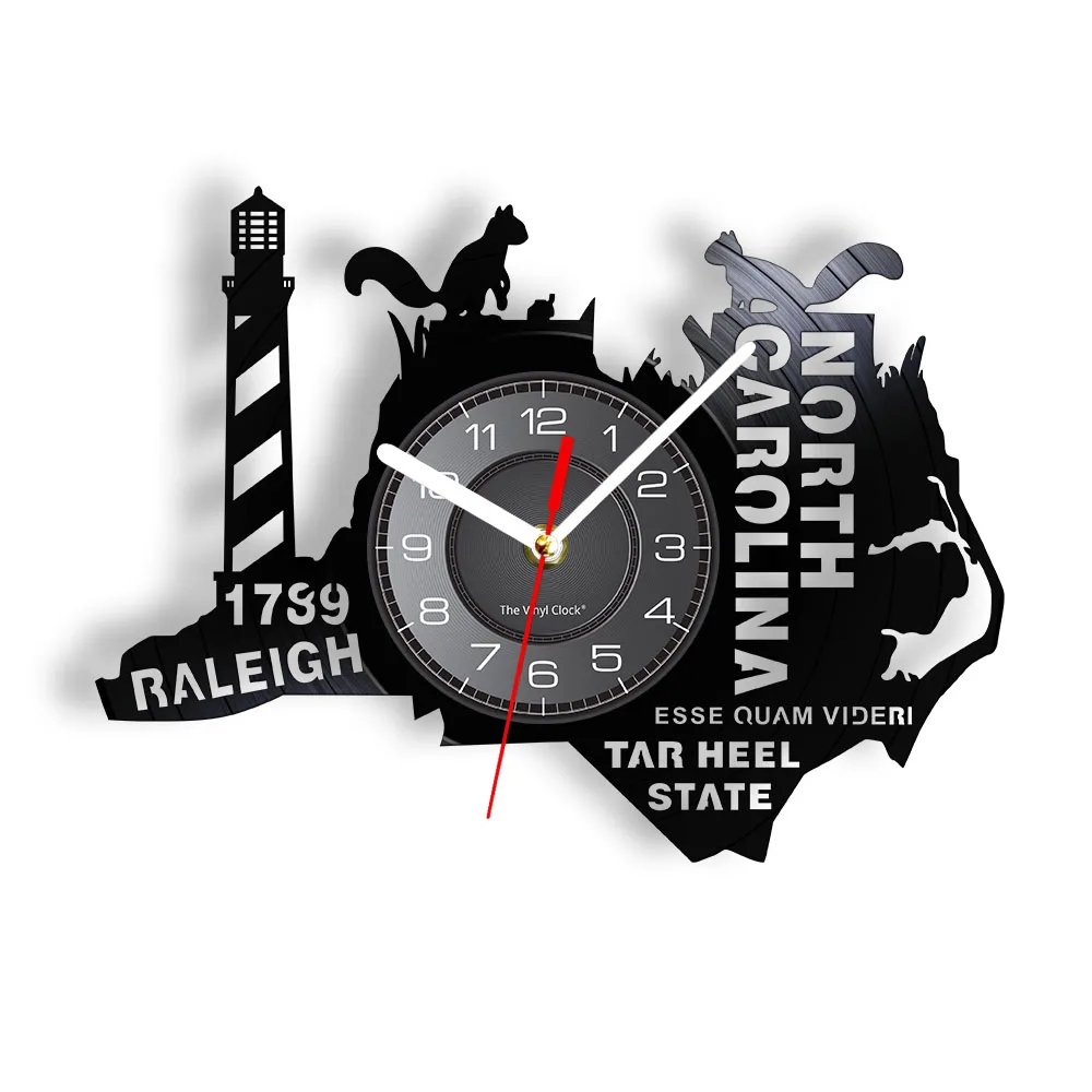 The Tar Heel State North Carolina Wall Clock USA State Vinyl Record Wall Clock Living In North Caroline Gifts For the Homesick