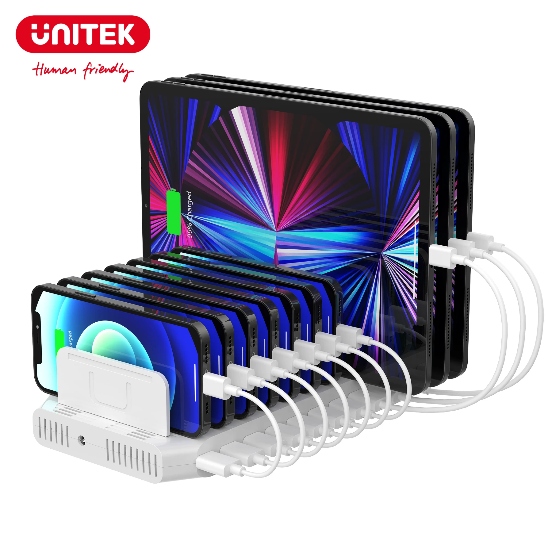 Зарядная Станция Unitek с 10 USB-портами, 60 Вт, QC 3,0