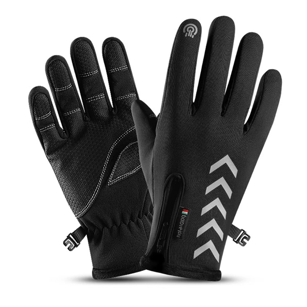 

1 Pair Bike Motorcycle Cycling Full Finger Fleece Gloves Touch Screen Waterproof Windproof Winter Warmth Gloves Skiing Sports
