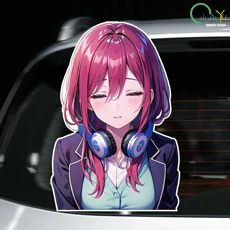 Аниме Девушка Наушники Автомобиль Мотоцикл Кузов Окно Водостойкий