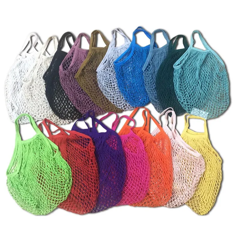 

Portable Reusable Grocery Bags for Fruit Vegetable Bag Cotton Mesh String Organizer Handbag Short Handle Net Shopping Bags Tote