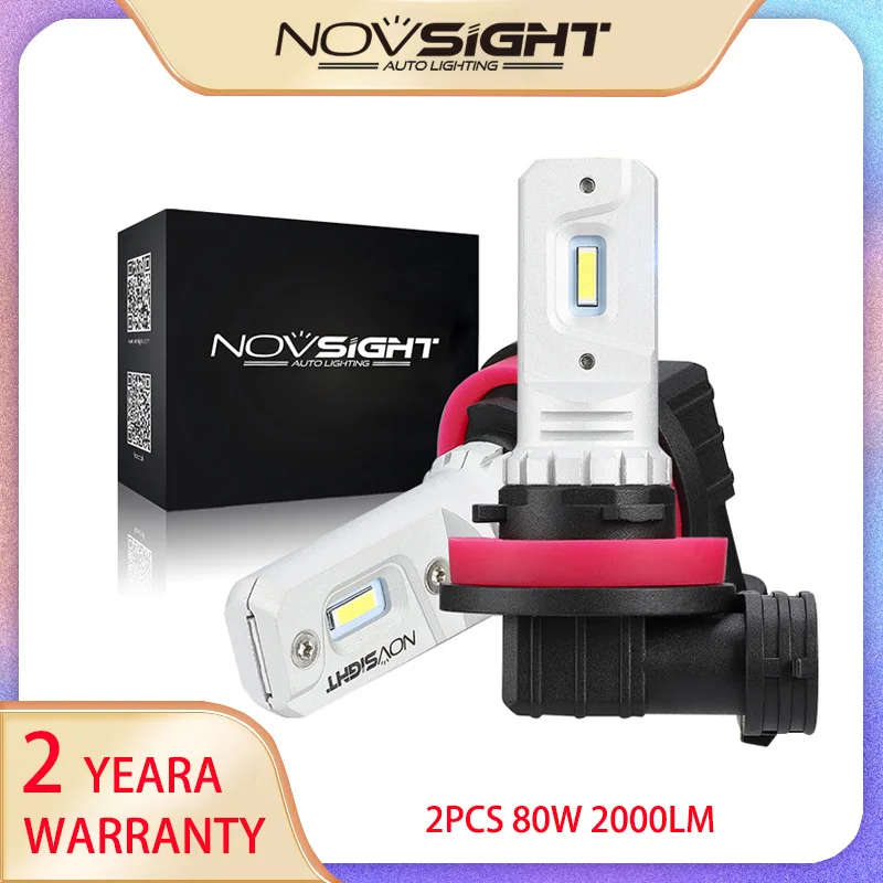 

NEW NOVSIGHT Fog Lights H11 Led 9005 9006 80W 2000LM 6000K Car Lamps 12v led lamp for Auto Headlight Car Accessories Headlamp