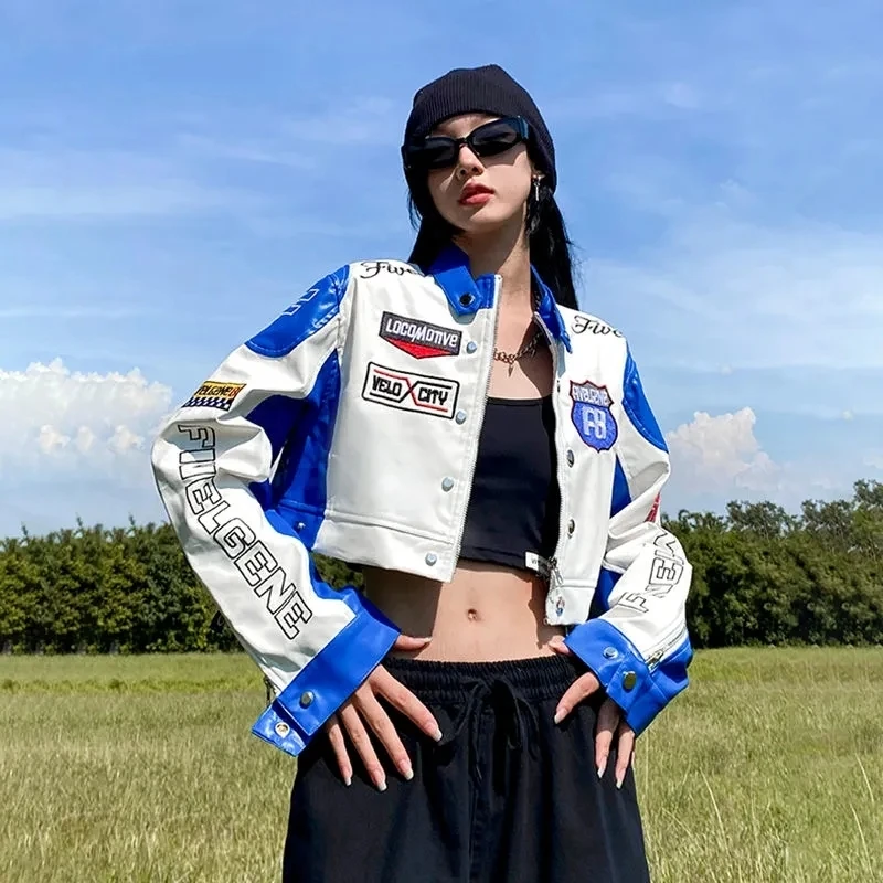 

YICIYA Bomber Woman Varsity Jacket 2022 Summer PU Leather Jackets Racing Clothing American Baseball Jacket Bombers Coat Vintage
