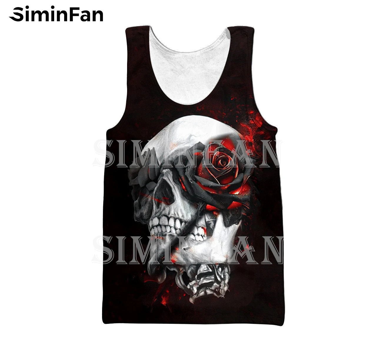 

Rose Skulls Satanic 3D Printed Mens Tank Tops Casual Vest Summer Sleeveless Tee Shirt Unisex Garment Female Harajuku Undershirt