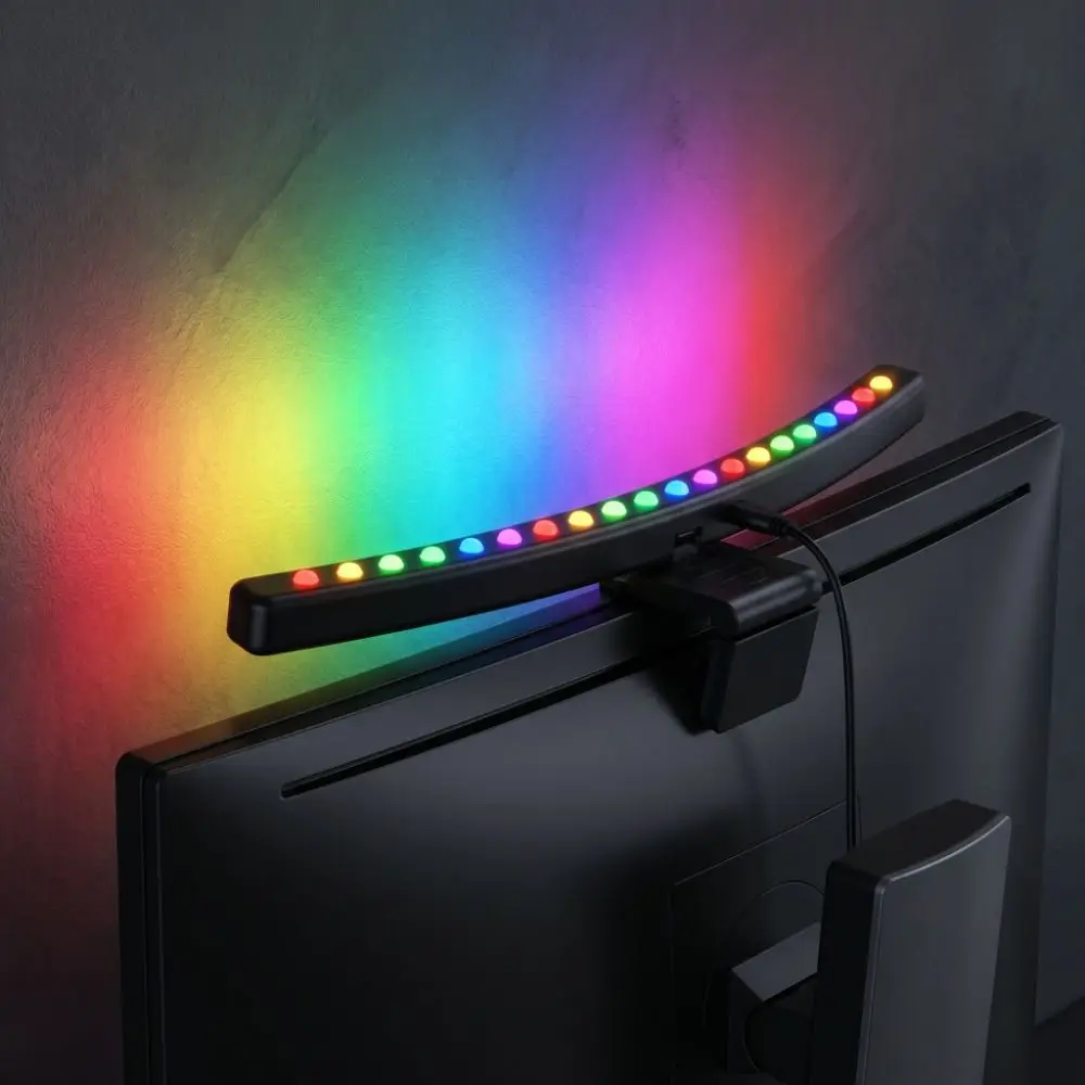 Фото Светодиодная RGB-лампа для создания атмосферы с сенсорным управлением, функцией диммирования, музыкальным ритмом и подвесным экраном №1