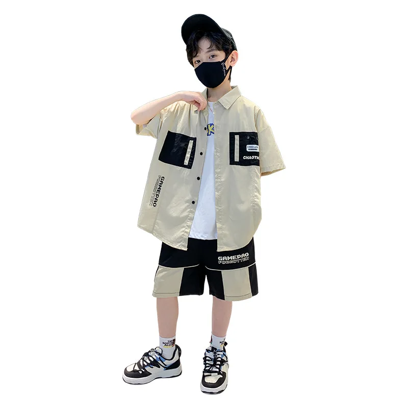 

Рубашка с отложным воротником и шорты с эластичным поясом, на Возраст 4-14 лет