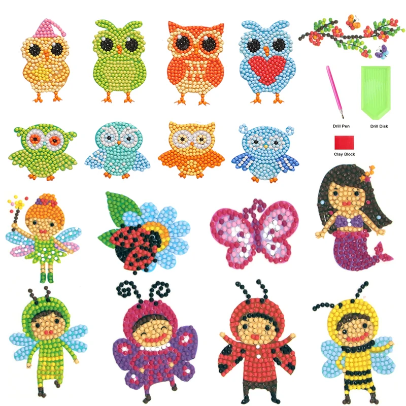 

Children 5D DIY Diamond Painting Cartoon Animals Kids Diamond Stickers Birthday Gift Toy Phone Cup Decoration Art Stickers