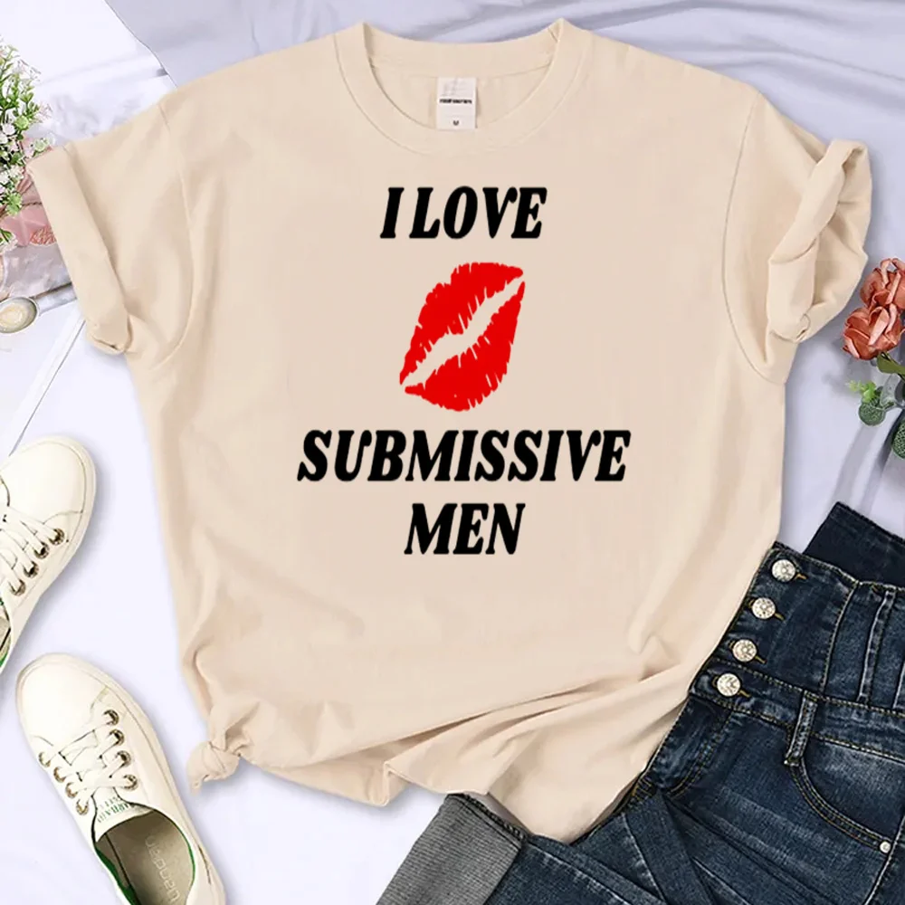 

i love submissive men top women Y2K summer funny t shirt female designer graphic manga clothes