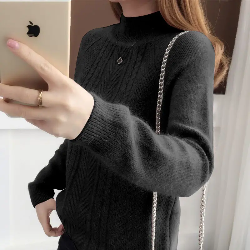 

Autumn and winter 2022 new loose wind half-high turtleneck sweater women