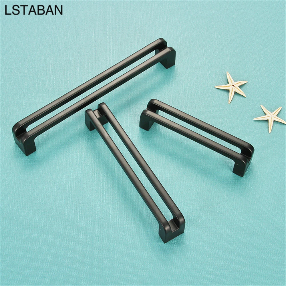 Ручки для шкафов из цинкового сплава черные современные полые квадратные