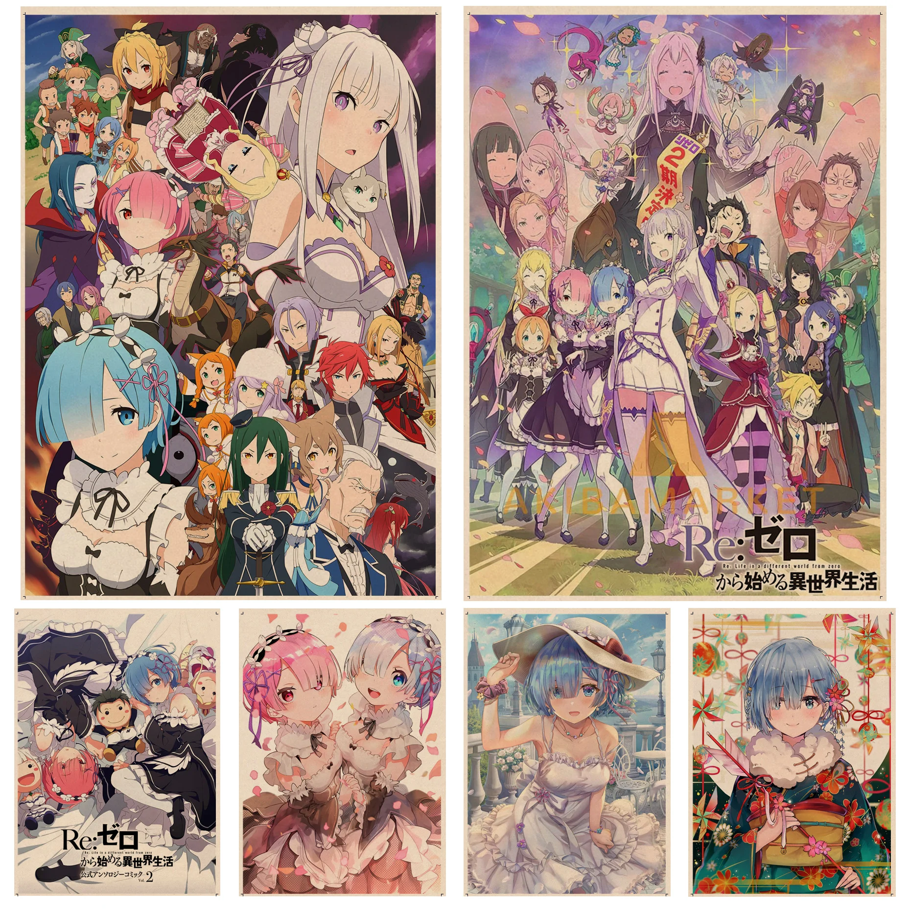 

Re Zero Vintage Posters Decoracion Painting Wall Art Kraft Paper Home Decor