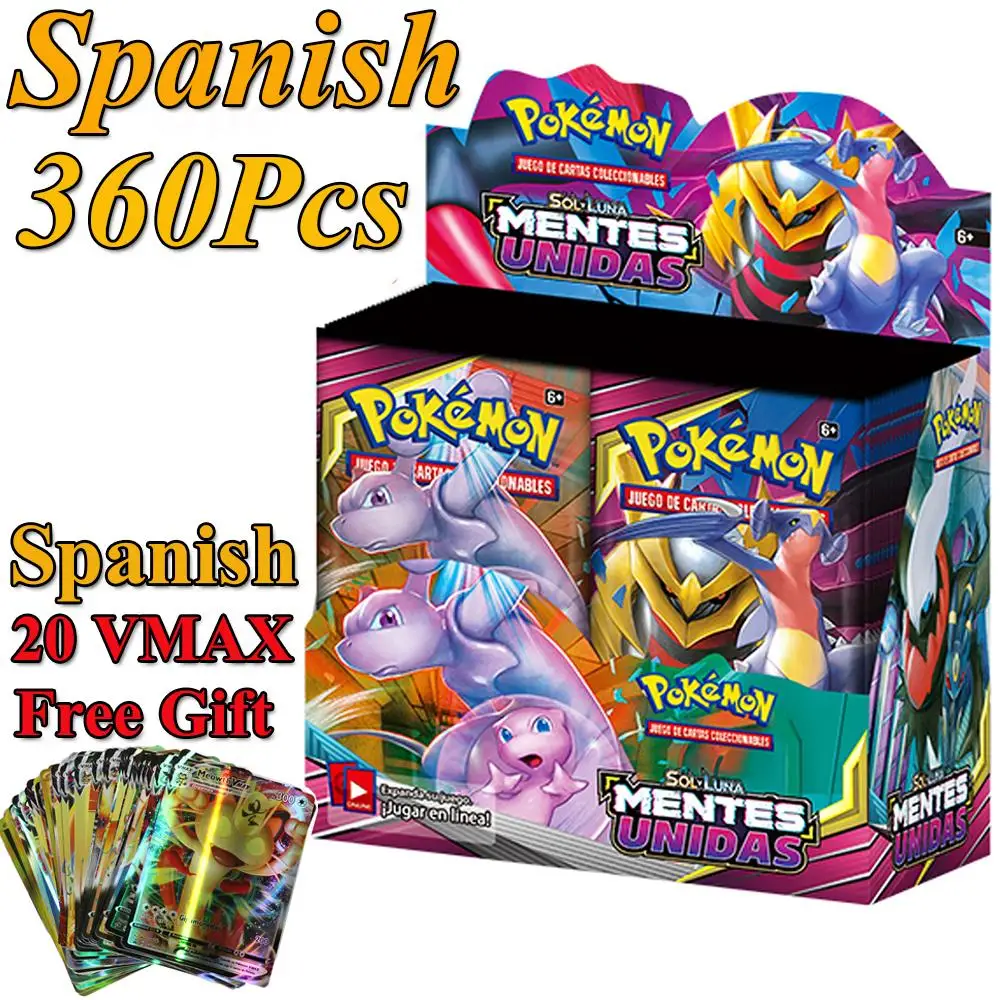 

360+20Pcs Cartas Pokemon Espaol Pokemon TCG:Fusion Strike Sealed Brilliant Stars Booster Box Spanish Vmax Trading Card Game Toy