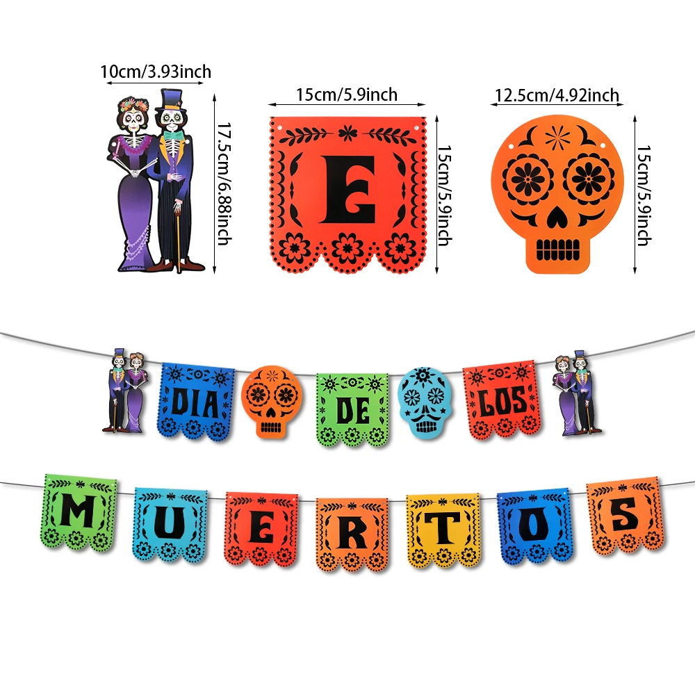 Мексиканский день мертвецов фетровый красочный цветок Череп баннер