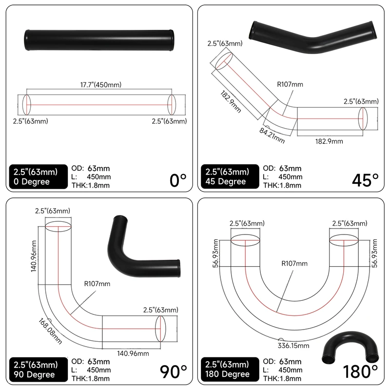 Универсальный интеркулер 2 5 дюйма 63 мм + шланги из сплава комплект выдувного