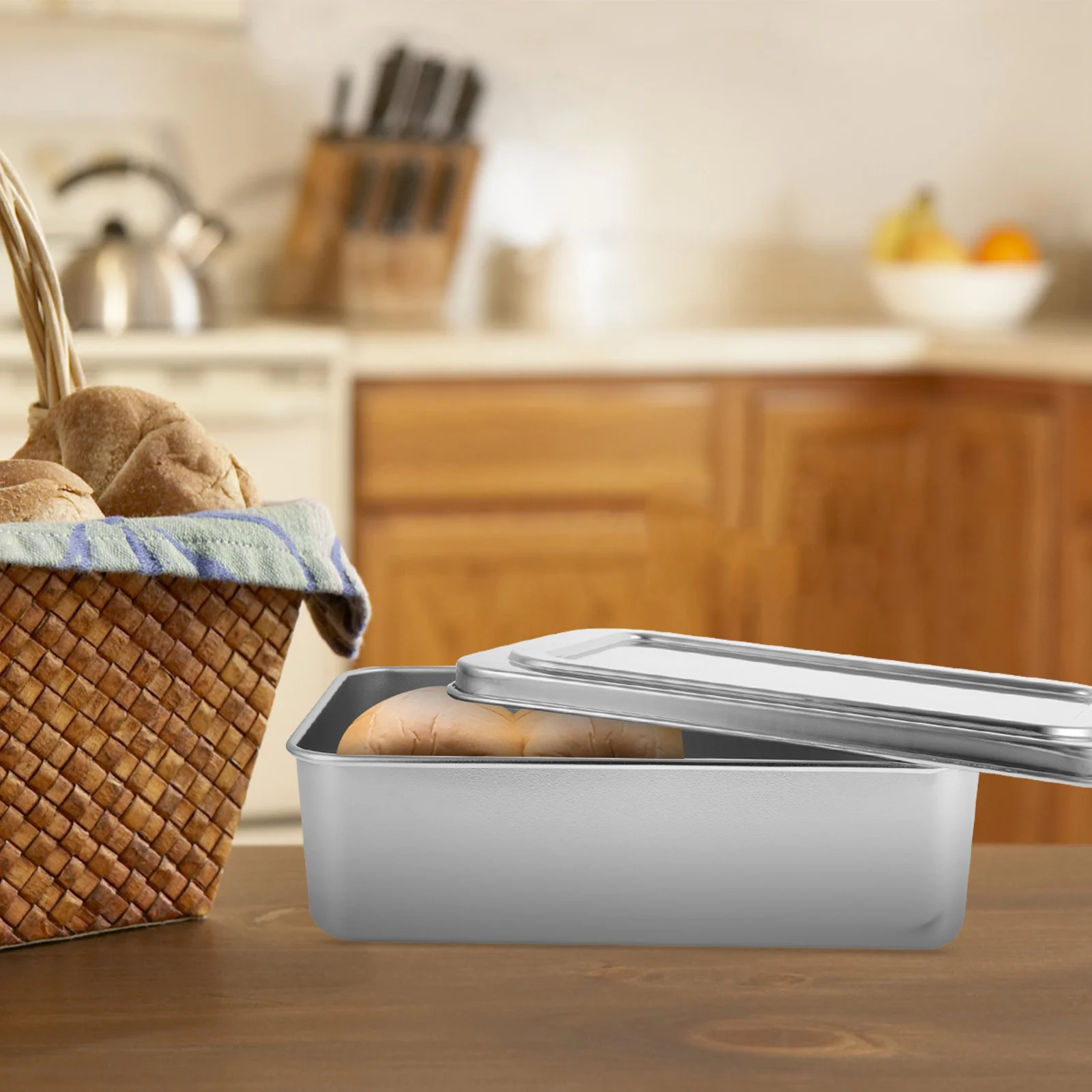 

Cake Baking Box Bread Baking Pan with Lid Diy Cake Box Stainless Steel Baking Bread Box