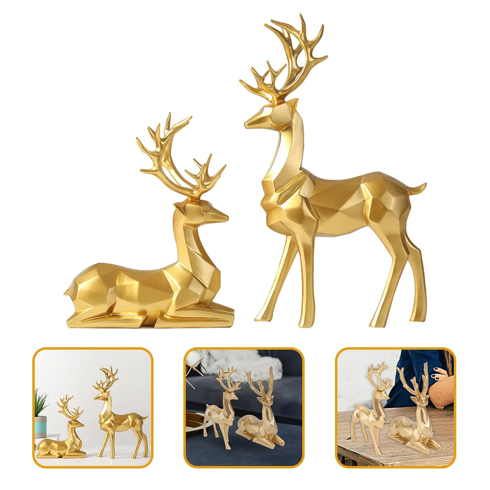 

2 Pcs Origami Elk Ornaments Table Centerpieces Dining Room Home Decoration Christmas Reindeer Decorations Indoor Resin Dragon