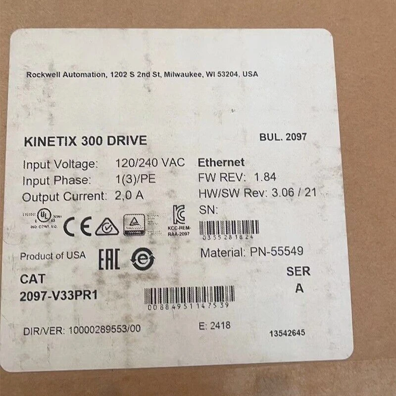 2097-V33PR1 Сервопривод Kinetix 300 2097V33PR1 Новый оригинальный запас -