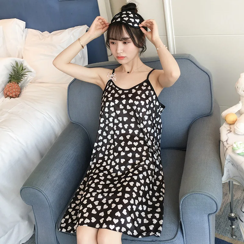 

Women Silk Nightdress Summer 2022 Sexy Nightwear for Girls Female Nightgown Plus Size Lingere Dress Night Gown